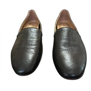 Women's Vionic Willa II Casual Black Crinkle Leather Flats Slip On Shoes loafers